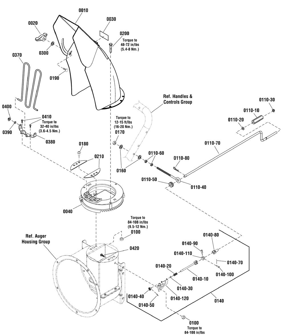 Discharge Chute Group Diagram and Parts List for 1696154-00-824LD 2012 Briggs and Stratton Snow Blower